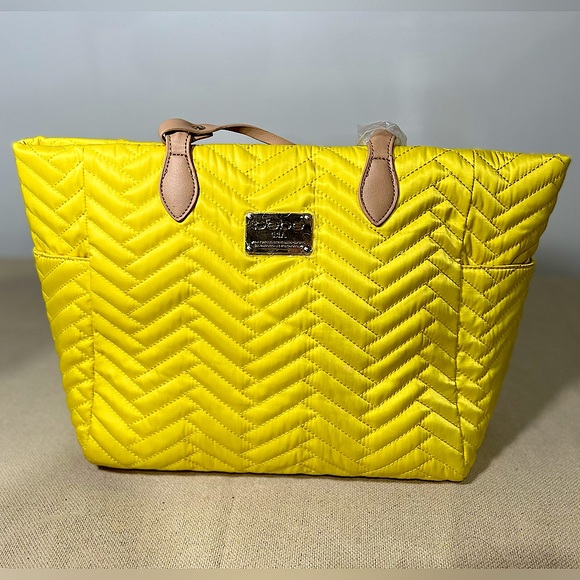 Bebe Sophia Tote Yellow with Makeup Bag - Picture 1 of 6